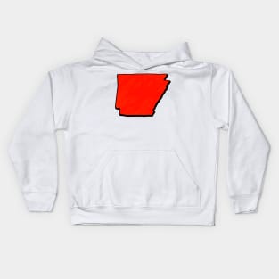 Bright Red Arkansas Outline Kids Hoodie